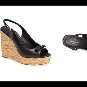 Kate Spade Black Della Wedge Sandals.